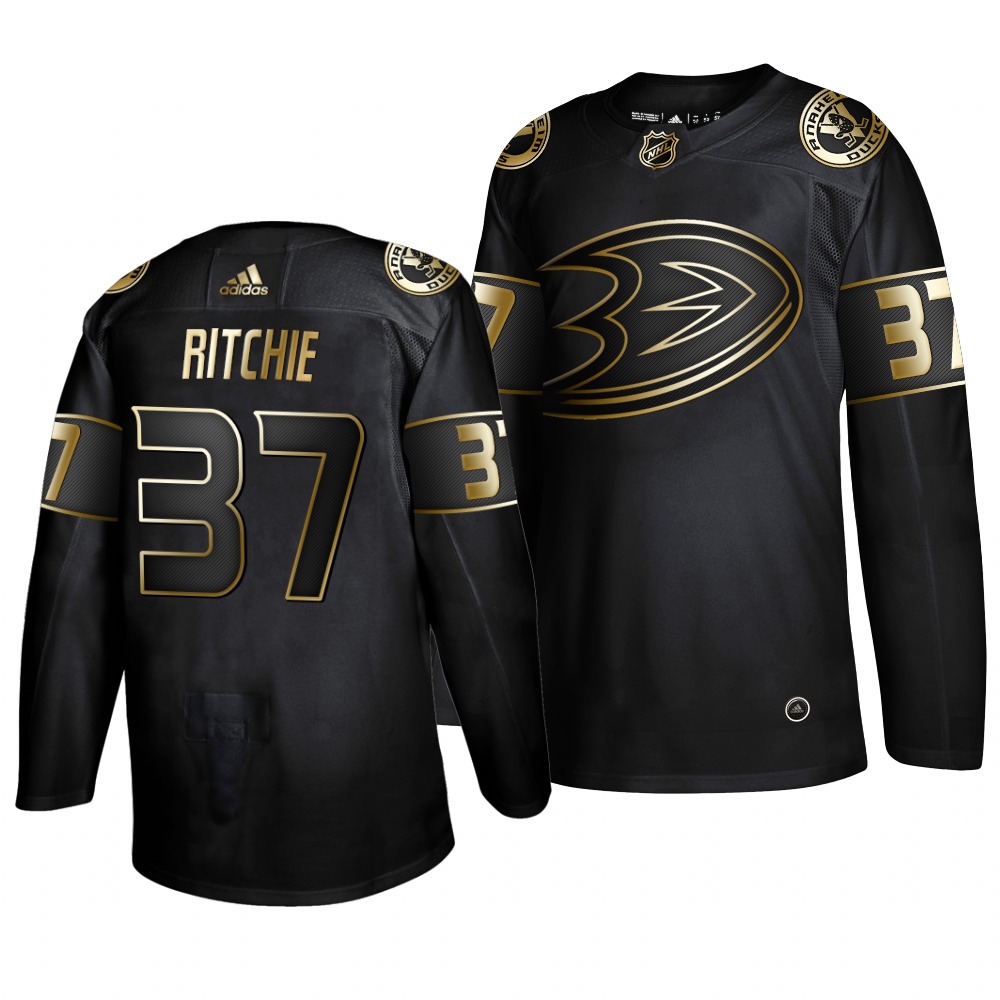 Adidas Ducks #37 Nick Ritchie Men's 2019 Black Golden Edition Authentic Stitched NHL Jersey